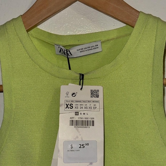 Zara - Ribbed High Neck Crop Tank Top - Picture 2 of 2